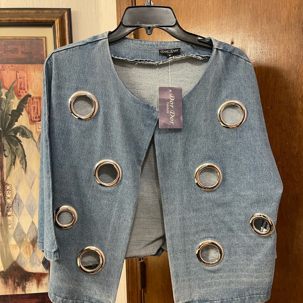 Women’s denim jacket size small NWT Dor Dor Couture